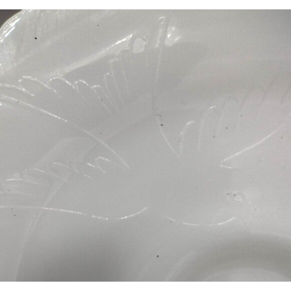 Candy Tray Hobnail Milk Glass Ruffle Trim Custard Dish Dove Detail Vintage Pair - Picture 7 of 13